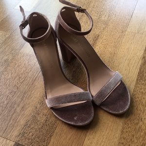 New Stuart Weitzman velvet nearly nude sandals